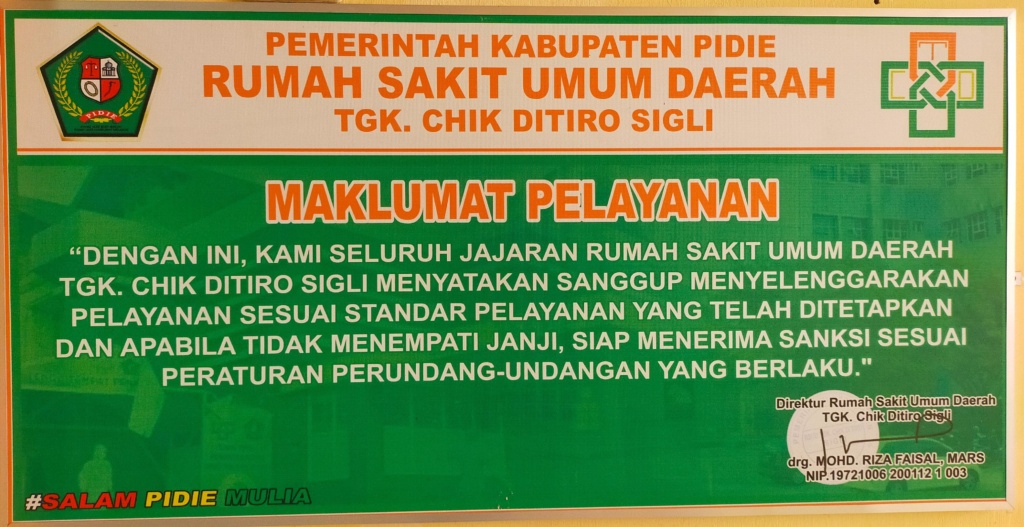 Maklumat Pelayanan Rumah Sakit Umum Daerah Tgk. Chik di Tiro Sigli